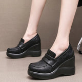 Breakj And Soft-Soled Thick-Soled Lod Shoes Women's Slope With English Wind One-Legged Leather Shoes Mother Small Leather Shoes Deep Mouth Single