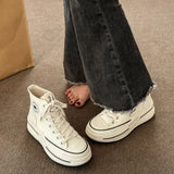 Spring And Autumn New Good Match Casual Women's Canvas Shoes Students Platform Platform Single Shoes Increased High Top Women's