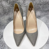Grey Crocodile Effect Sexy Women Pointed Toe 80 100 120 High Heel Shoes for Party Wedding Gorgeous Ladies Stiletto