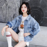 Denim Jacket Coat Autumn 2019 New Long Sleeves Jeans Jackets Print Tops Casaco Feminino Single Breasted Casual
