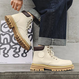 Breakj Yellow Boots British Cargo Martin Boots Men's Ankle Boots 2024 Spring And Autumn Single Boots Platform Versatile Hiking Boots