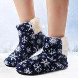 Socks Shoes Woman Home Slippers Christmas Elk Indoor Shoes Warm Contton Slipper Plush Insole Anti-Skid Sole Botas