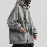 Velvet Hooded Chinese Characters Plush Winter Loose Couple Zipper Hip Hop Harajuku Streetwear Cotton Hoodie