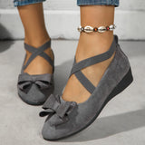 Breakj 2025 New Velvet Bow Cross-Tight With Slope And Large Size Single Shoe
