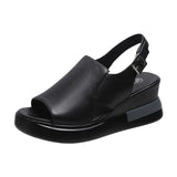 Thick-soled Fish Mouth Sandals Ladies 2022 New Black Openwork Casual Korean Breathable Joker Open Toe Sandals Womens