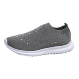 Breakj Large-Size With Diamond Flying Sneakers New Net Shoes Women's Shoes Low-Heeled Mesh Sports Casual