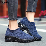 2020 Summer Women Sneakers Fashion Breathable Mesh Casual Shoes Platform Sneakers For Women Black Sock