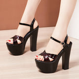 Heel Sandals Thick-Soled Catwalk Shoes Super High Heel Waterproof Platform 15Cm Nightclub Women's Shoes Large Size Hate Banquet