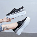 Women Slip on Loafers Ladies Sewing Platform Vulcanized Shoes Woman PU Leather Fashion Casual Footwear Female Comfort Shoe