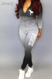 Fall PINK Letter Print Tracksuits Women Zip Hooded Long Sleeve Coat And Pants Two Piece Set Female Casual Sport