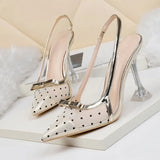 Sandals Polka Dot Pointed Toe High Heels Ladies Pumps Elegant Fashion Bowknot Summer Ladies Shoes Slip on Footwear