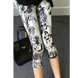 Printing Pants Women High Quality Capris High Waisted Floral Lady's Fitness Leggings Seventh Elastic Slim Short