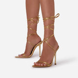 Pointed Cross Strap High Heel Sandals Women Plating High Heel Ring Strap Fashion