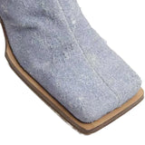 Breakj Square Head Thin Heel Opposite Sex With Cowboy Do Old Fabric Side Zipper Fashion Plus Size Vintage Ankle Boots Women's