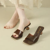 Breakj Summer New One-Word French Simple And Comfortable Gentle Evening Wind Retro High-Sliflip Slippers