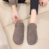 Breakj Female New Large Size Baotou Spring And Summer Fashion Outside Wear Flat Flat With Cork Lazy Slippers