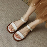 Breakj Version With Sandals Women Wear 2025 Summer New Retro Solid Roman Sandals Fashion Flat Women's