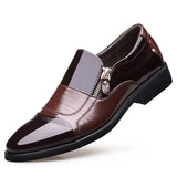 Shoes Factory 7529 Embroidered Leather Shoes Men's Business Leather Shoes Pointed Kit Zip Men's
