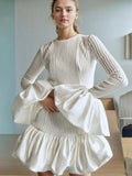 French Long-Sleeved Round-Neck Dress Women 2025 Summer New Famous Wind Lotle Side High-End Knitted