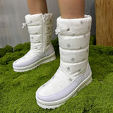 Breakj Autumn And Winter New Flat Bottom With Snow Boots Women Fashion Large-Size Round Head Side Zipper Long Barrel Women's