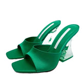 Breakj Slippers Women's 2023 Summer New Square Head Thick And One-Word Fashion Wearing Large-Size Cold