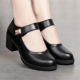 Breakj Shoes Spring / Summer 2023 Breathable Women's Shoes Thick Heel Soft Sole Work Shoes Casual Comfortable Black Medium Heel