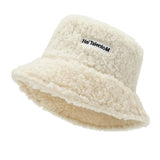 Hat Solid Artificial Fur Warm Female Cap Faux Fur Winter Bucket Hat for Women Outdoor Sunscreen Sun Hat Panama Cap
