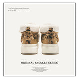 Breakj Shoes Classic Yellow Boots Winter Thick Warm Cotton Shoes Short Barrel Snow Boots Men And Women The Same Leopard-Print Martin