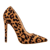High Heels Shoes Women Pumps Flock Leopard Print Sexy Stilettos 10 12cm Party Heeled Designer Shoes Plus Big