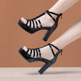 Thick-Heeled Roman Open-Toed Sandals Women's 2023 Summer New Thick-Soled Waterproof Platform With Large Size Fish Mouth