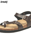 2023 New Summer Beach Cork Sandals Casual Women Outside Non-slip Double Buckle Sandalias