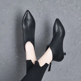 Women's Boots 2023 Autumn And Winter New Low-Heel Foreign Style Small Bare Boots Thin Heel Cowhide Rear Zipper With Short