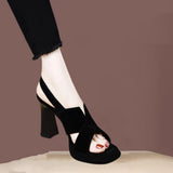 Breakj Ladies Sandals 2025 Summer New Temperament Thick-Soled Waterproof Table Behind The Black Word With High Heels Women's