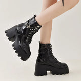 Breakj New Autumn And Winter Patent Leather Thick-Bottomed Large-Size Loose Cake Bottom With Buckle Short Boots Martin