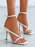 Summer NEW Women's Sexy Bomb Square Toe High Heeled Shoes Toe Clamping Stiletto High Heels Plus Size 35-43 Zapatos De