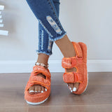 Fur Sandals Women Summer Thick Flat Slides Outdoor Sandals Girl Fashion Casual Beach Shoes Ladies Open-Toe Plus Size