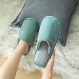and Women's Cotton Slippers, Home Autumn and Winter, Indoor Warmth, Non-slip Thick-soled Wool Slippers,