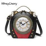Women's Bag Retro Hand-held Package Walkable Clock Women's Bag One Shoulder Cross Bag