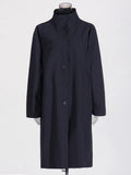 Temperament Angola Red Coat 2025 New Collar Single Buckle High Sense Of Pure Color Long Wind Coat Female