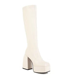 Chunky Platform High Boots Party Shoes Ladies Thick Heels Elastic Micro Knee High Boots Women Punk Style botas