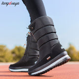 Women Winter Boots Platform Snow Boots Waterproof Non-slip Thick Plush Warm Mid-calf Boots for Women Winter Shoes Botas