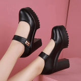 Model Training Special High-Heeled Women Large-Size Thick-Heeled High-Heel Velcro Cheongsam Catwalk Show Single-Shoe