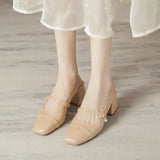Breakj Jane Sandals Women's Versatile Thick Heel French Shoes Missing Heel One Word Belt Women's Shoes 2023 New Shoes