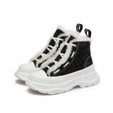Genuine Leather Ankle Boots Woman Real Wool Fur Snow Boots Flat Platform Shoes Lace Up Short Boots Female Winter Size