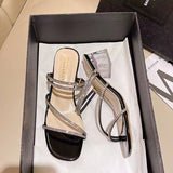 Breakj Wearing Cold Slippers Women's Summer Wear 2025 New Water Drill Fairy Crystal Coarse Sandals Net Red High