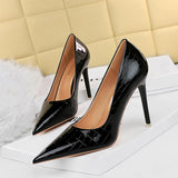 Breakj Sexy Show Thin Shallow Mouth Pointed Ultra High Heel Metal Stone Grain Retro Women's Singles Shoes High
