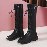 Breakj 2025 New Korean Version Of The Large-Size High-Carry Knight Boots Round Head With Thick And Long Boots With Martin