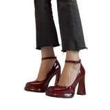 Breakj Summer New Thick Heel Shallow Waterproof Table Sweet College Style Simple Comfortable High Heel Single