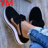 Bow Spring Summer Shoes Women Hemp High Heel Platform Outdoor Leisure Buckle Slippers Beach Sandals Ladies Sexy T-Strap