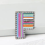 Jewelry 26 English DIY Name Letters Alphabet Rainbow Embroidery with Pin Ouch Beeding Womens Brooches Patches